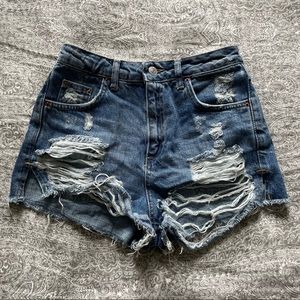 Topshop Moto Mom Distressed Jean Shorts